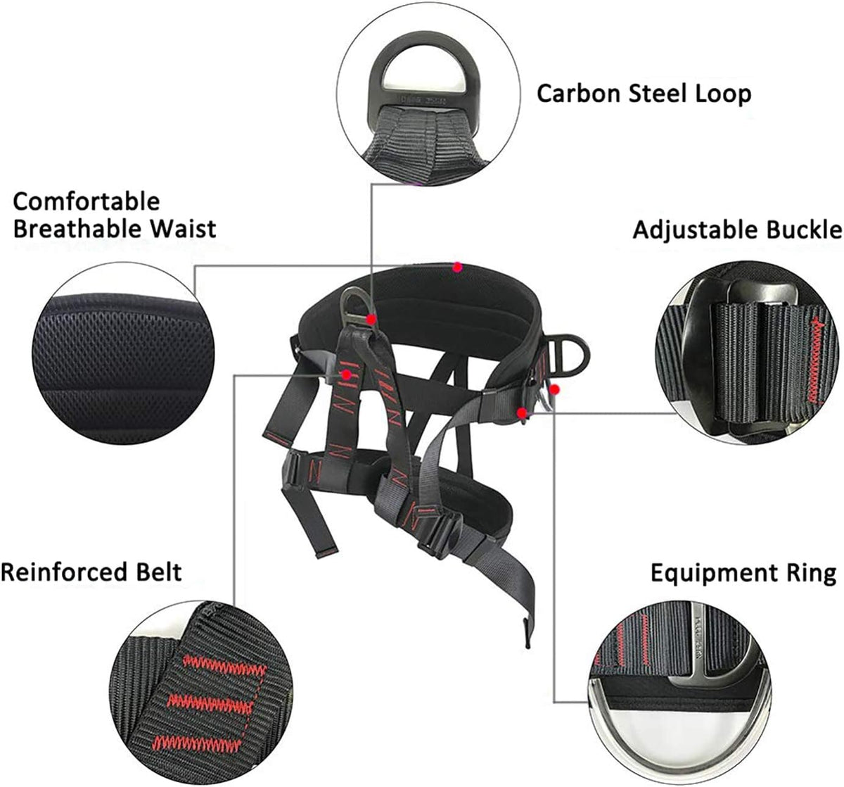 Adjustable Thickness Climbing Harness Half Body Harnesses for Fire Rescuing Caving Rock Climbing Rappelling Tree Protect Waist Safety Belts